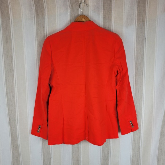 J. Crew Factory Linen Cotton One Button Blazer Sunset Orange Size 8 Suit Jacket - Picture 11 of 11